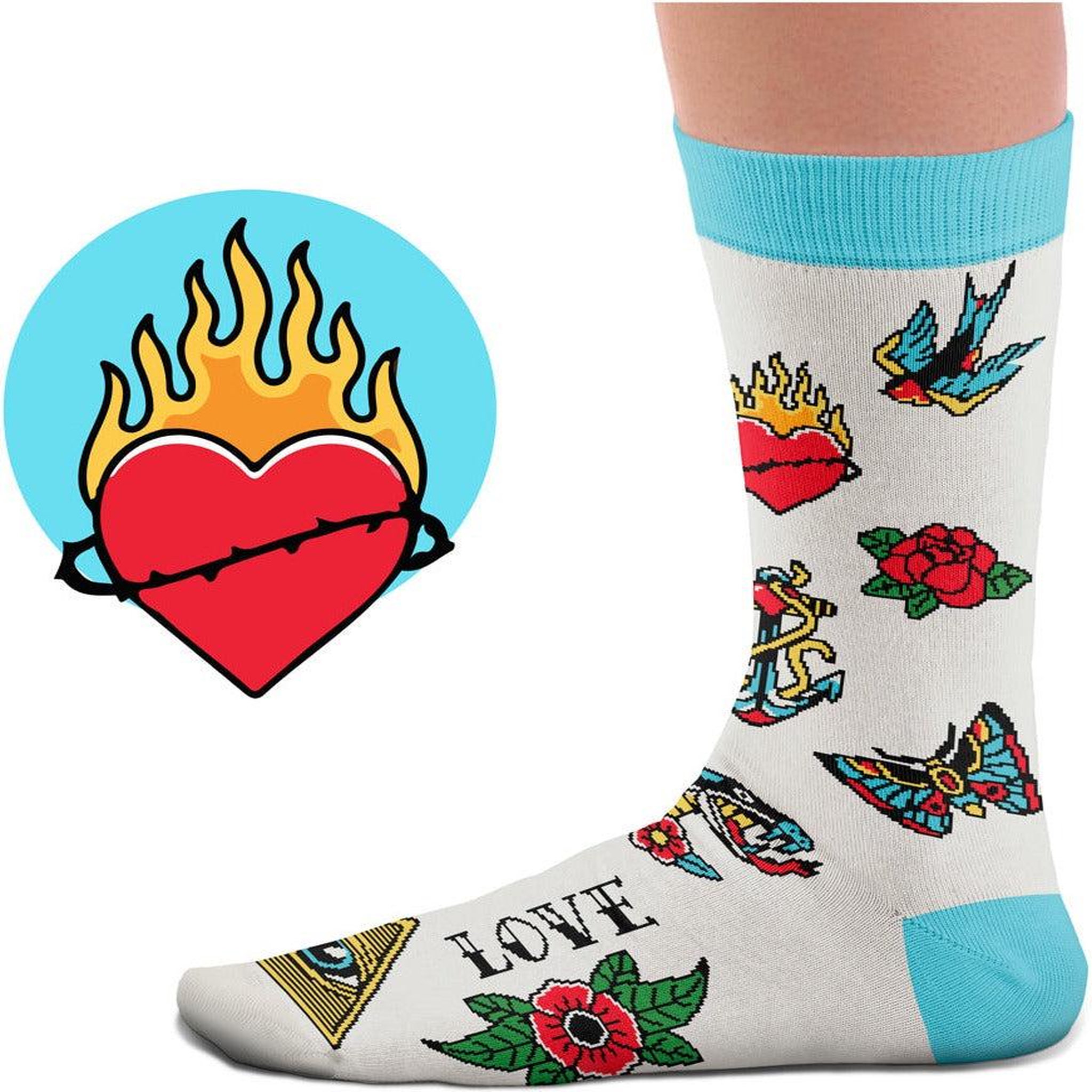 Voir la diapositive 3 : SOCK AFFAIRS Chaussettes tatouage symboles romantiques