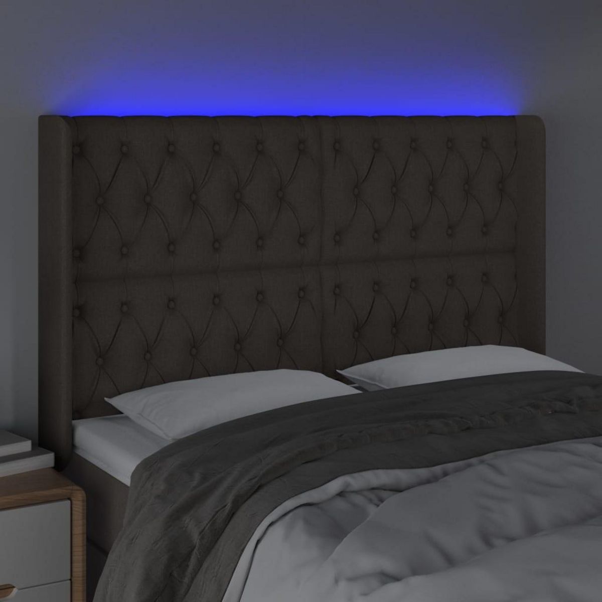 VIDAXL Tete de lit a LED Taupe 147x16x118/128 cm Tissu