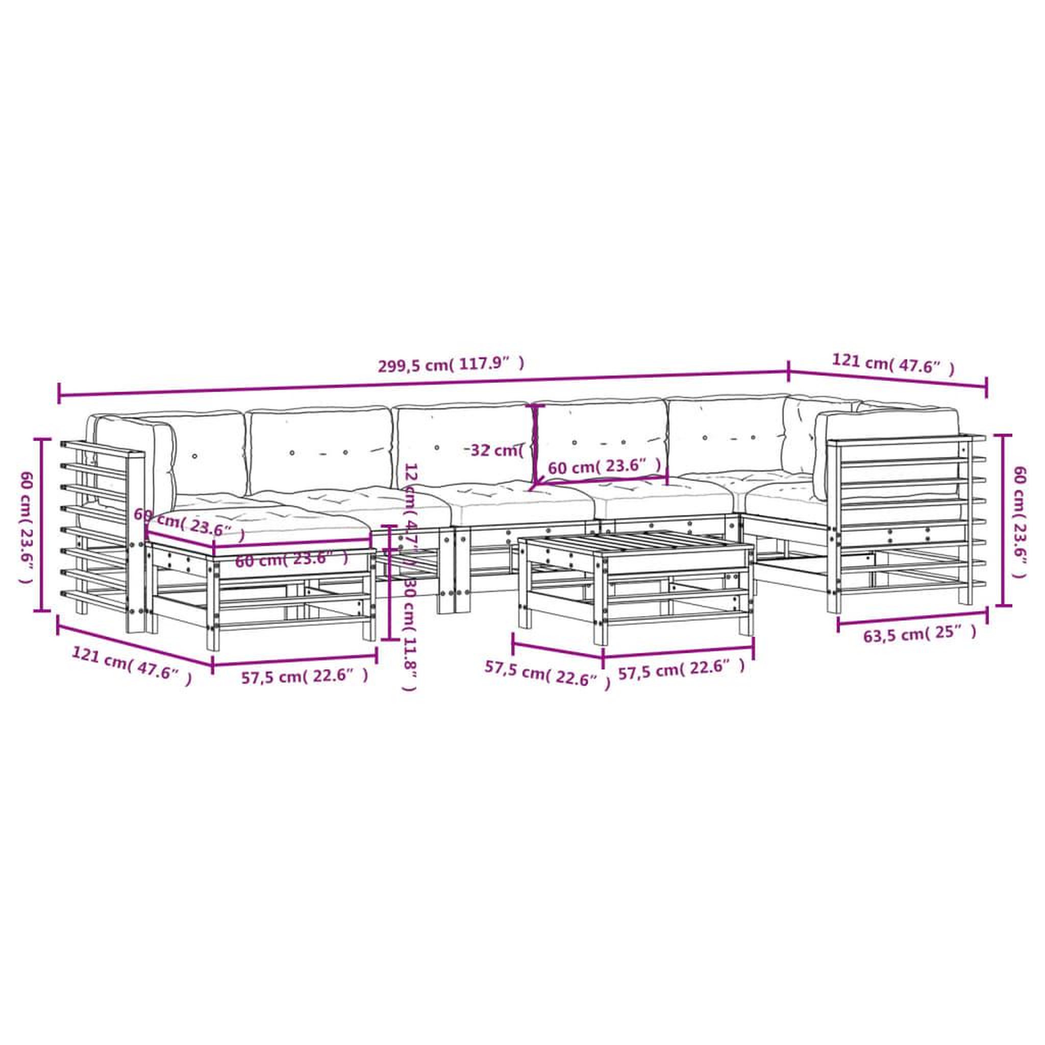 Voir la diapositive 6 : VIDAXL Salon de jardin 8 pcs avec coussins blanc bois massif