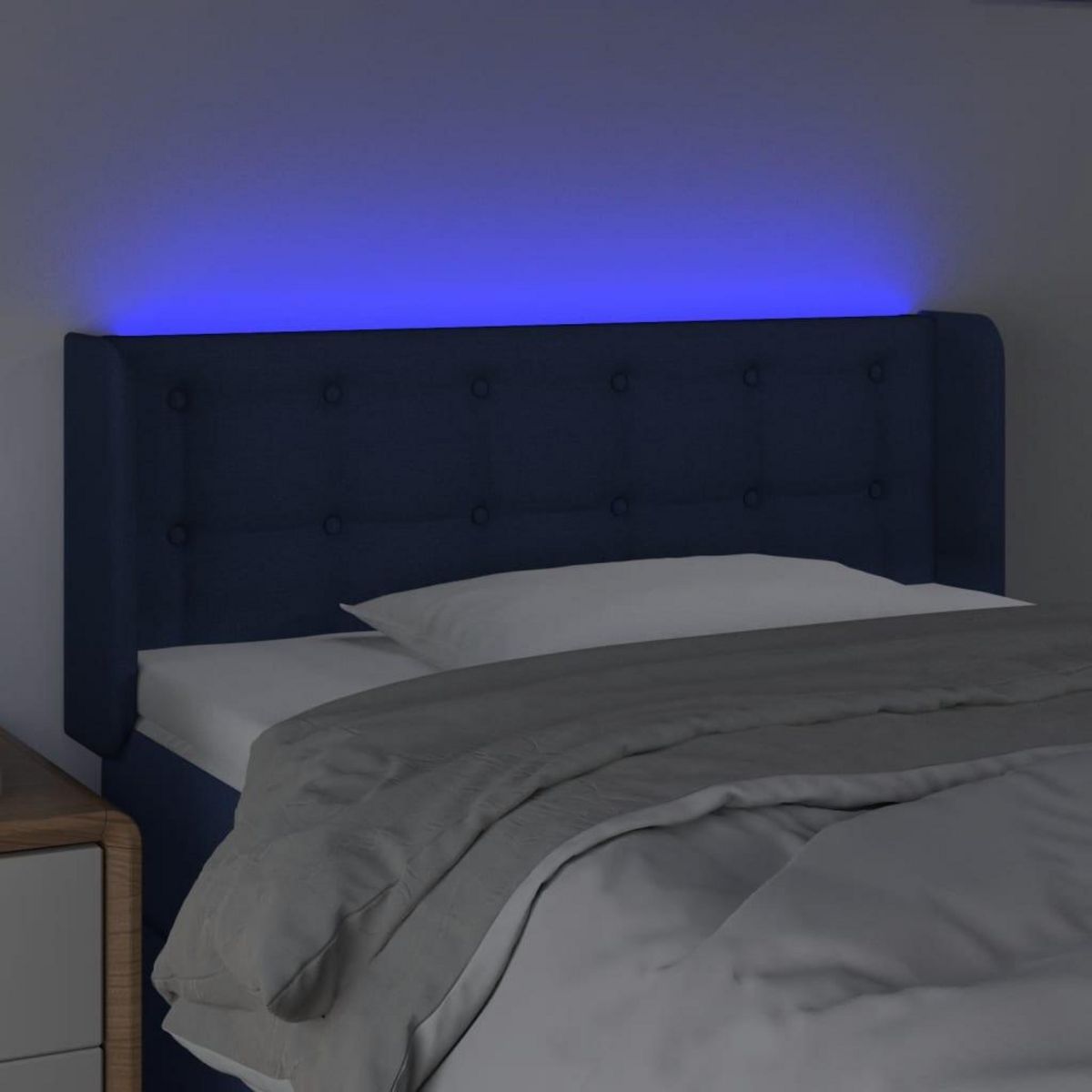 VIDAXL Tete de lit a LED Bleu 103x16x78/88 cm Tissu