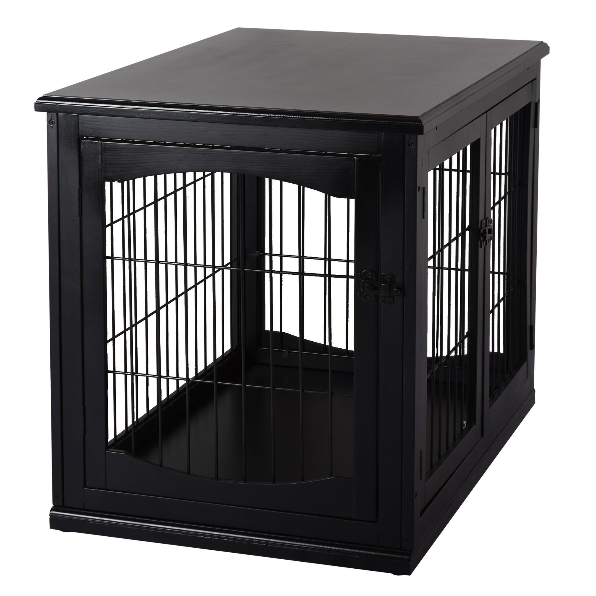 Voir la diapositive 6 : PAWHUT Cage pour chien animaux cage en bois mdf classe e1 3 portes verrouillables max. 30 kg dim. 81l x 58l x 66h cm noir