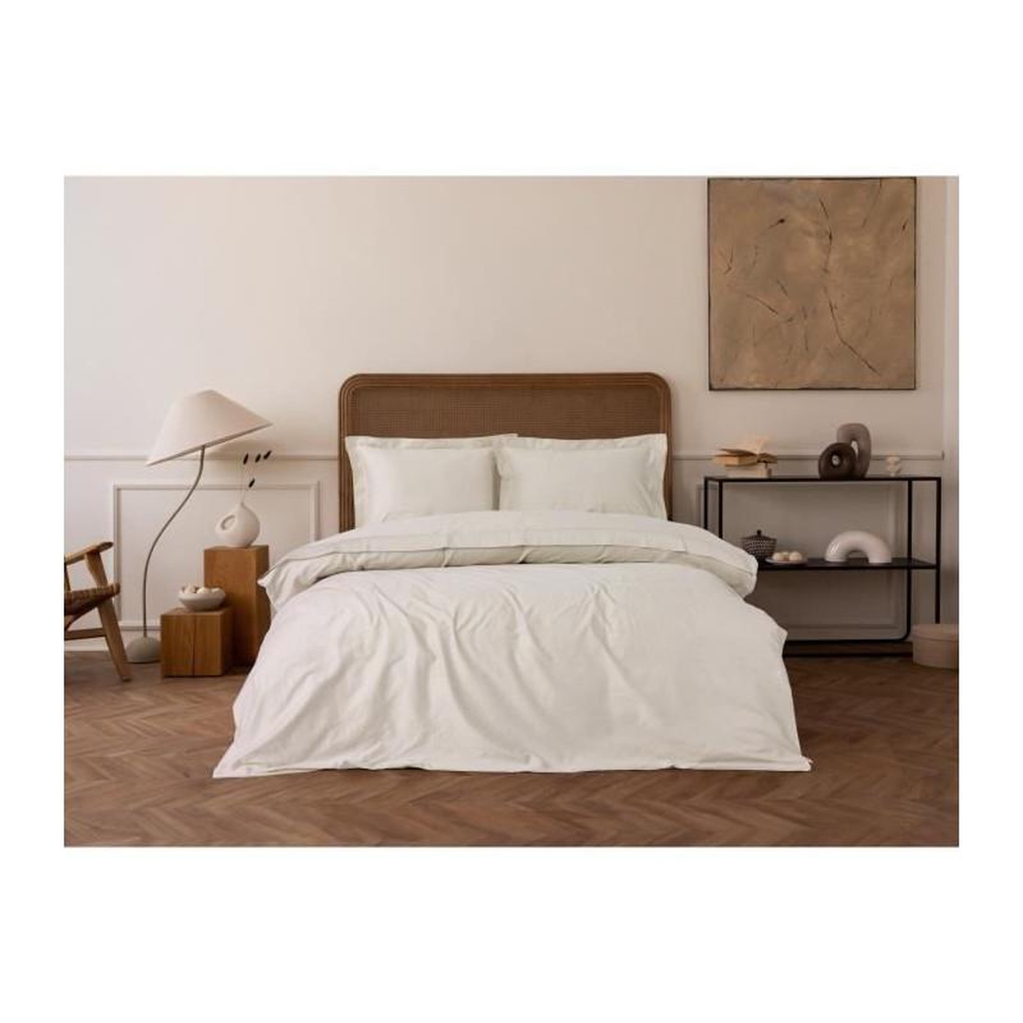 GENERIQUE Parure de lit - 129CTN63975 - 1 housse de couette 220 x 240 cm + 2 taies d'oreiller 60 x 60 cm - Satiné 100% coton - Beige