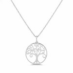 L'ATELIER D'AZUR Pendentif Or Blanc Arbre de Vie - Chaine Argentée Offerte - Femme