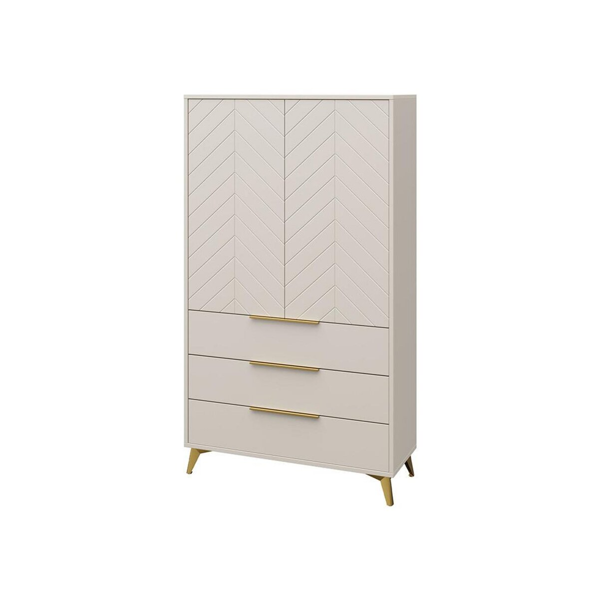BEST MOBILIER Boccioni - buffet haut - beige - 3 tiroirs et 2 portes - 104x180 cm