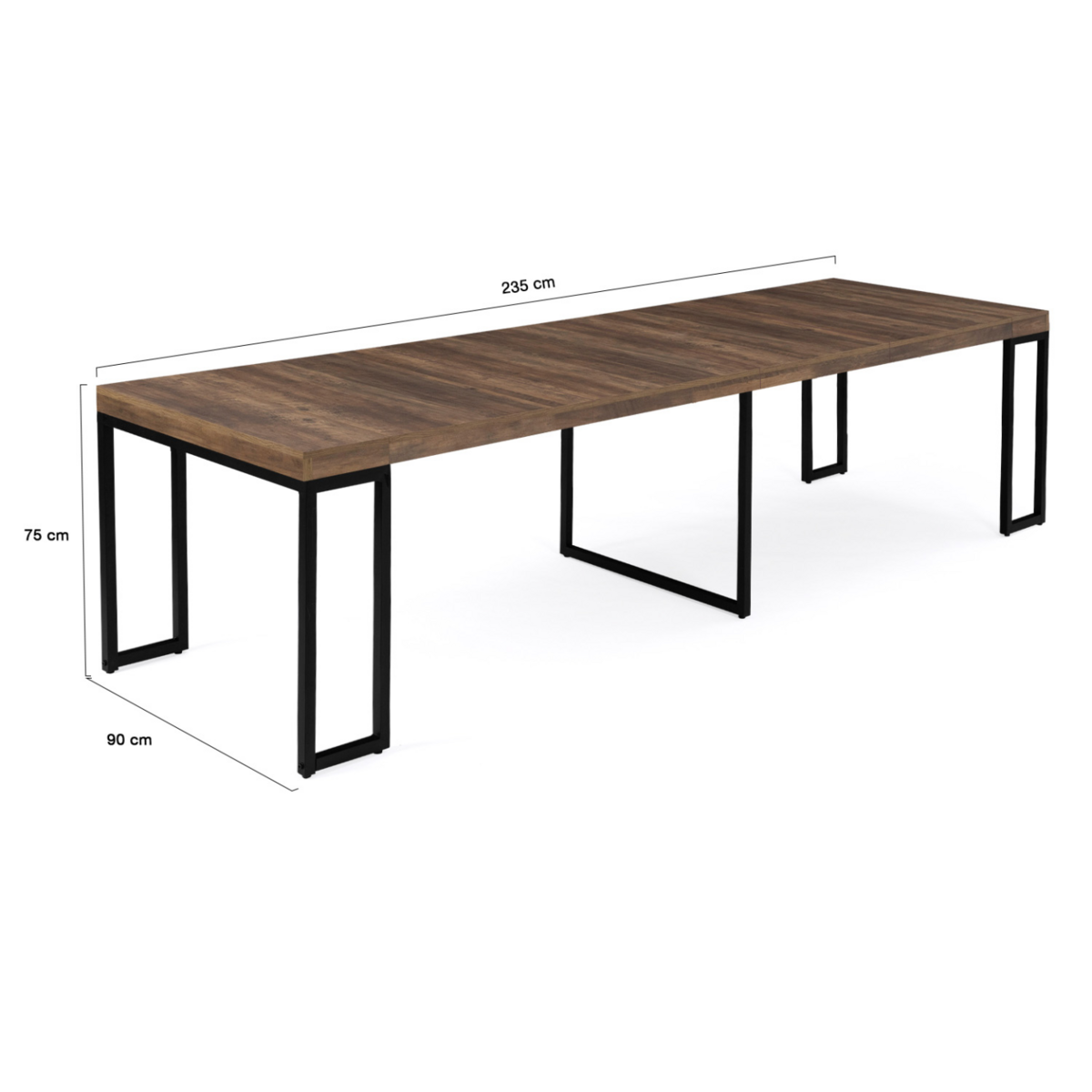 ID MARKET Table console extensible TORONTO 10 personnes 235 cm bois foncé design industriel