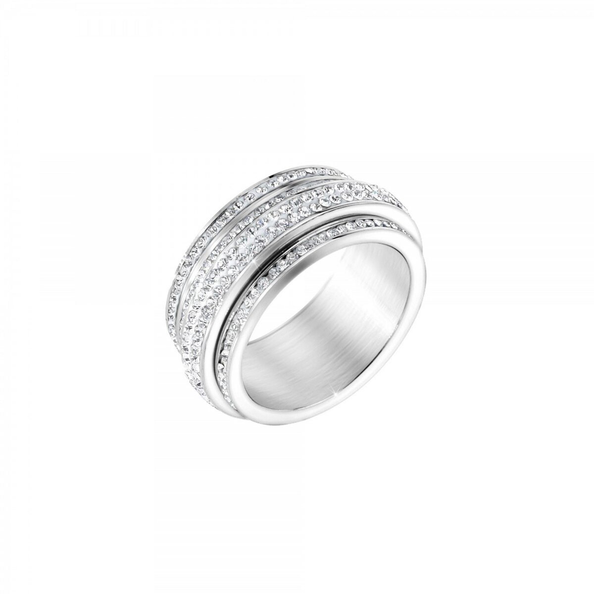 SC CRYSTAL Bague taille 57 SC Crystal en acier orn e de cristaux