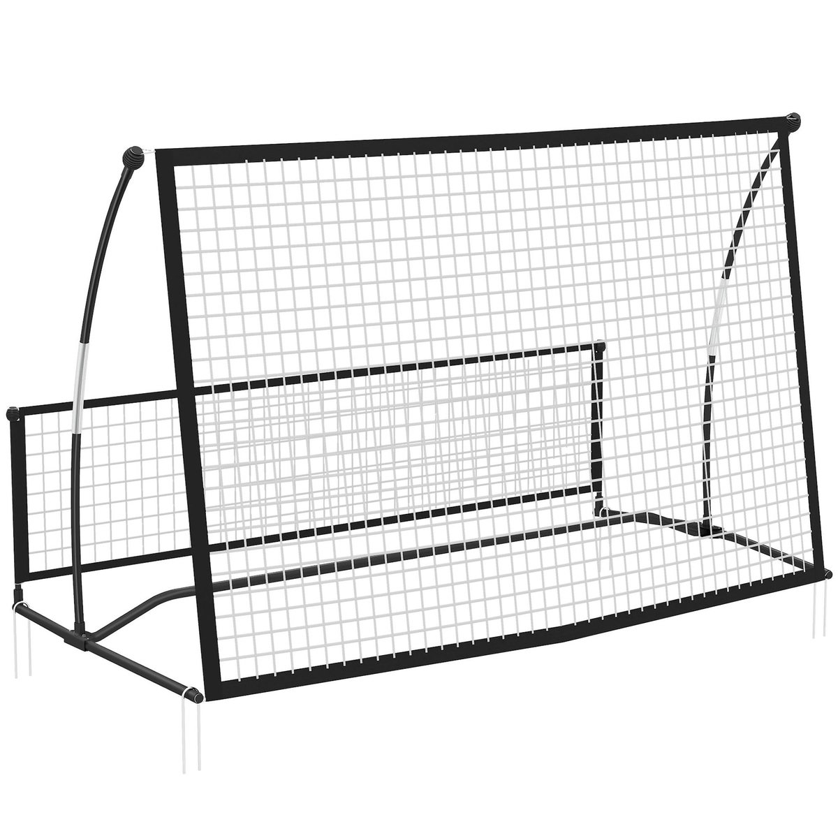 HOMCOM Filet de rebond football double face avec sac métal noir