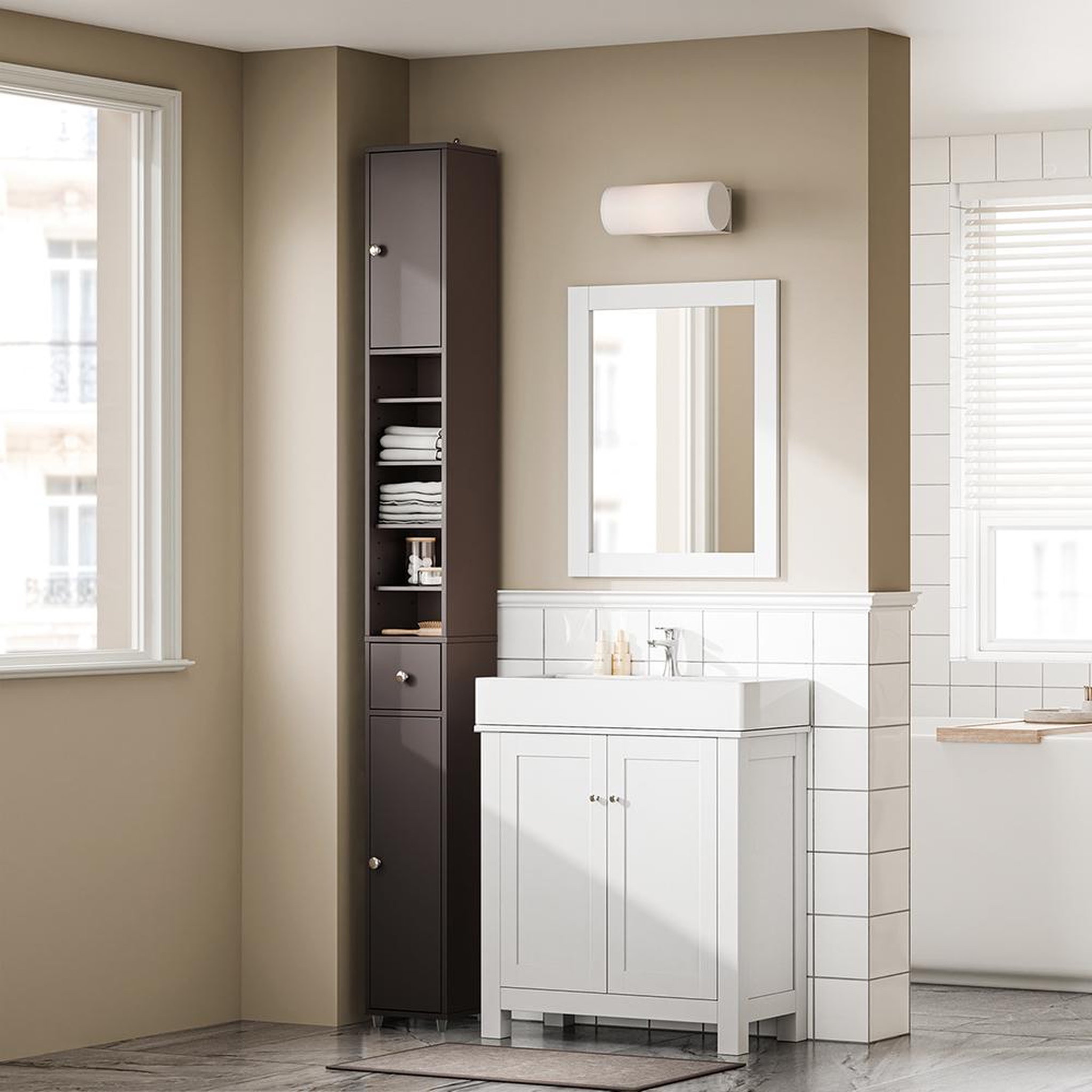 Voir la diapositive 5 : SOBUY SoBuy - Colonne De Salle De Bain à un tiroir - Fonctionnel - BZR34-II