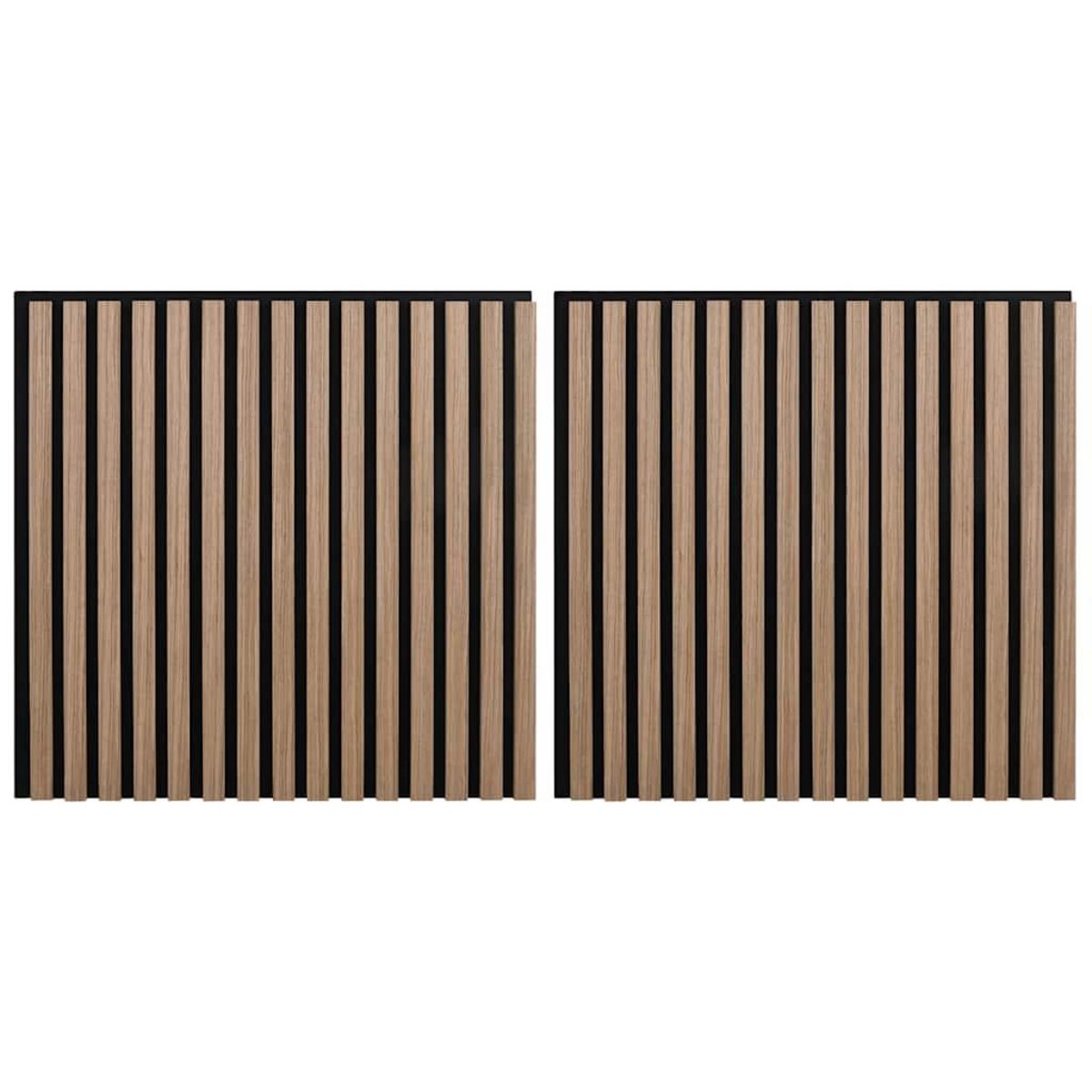 VIDAXL Panneaux muraux acoustiques 2pcs lattes 60,5x60cm placage chene