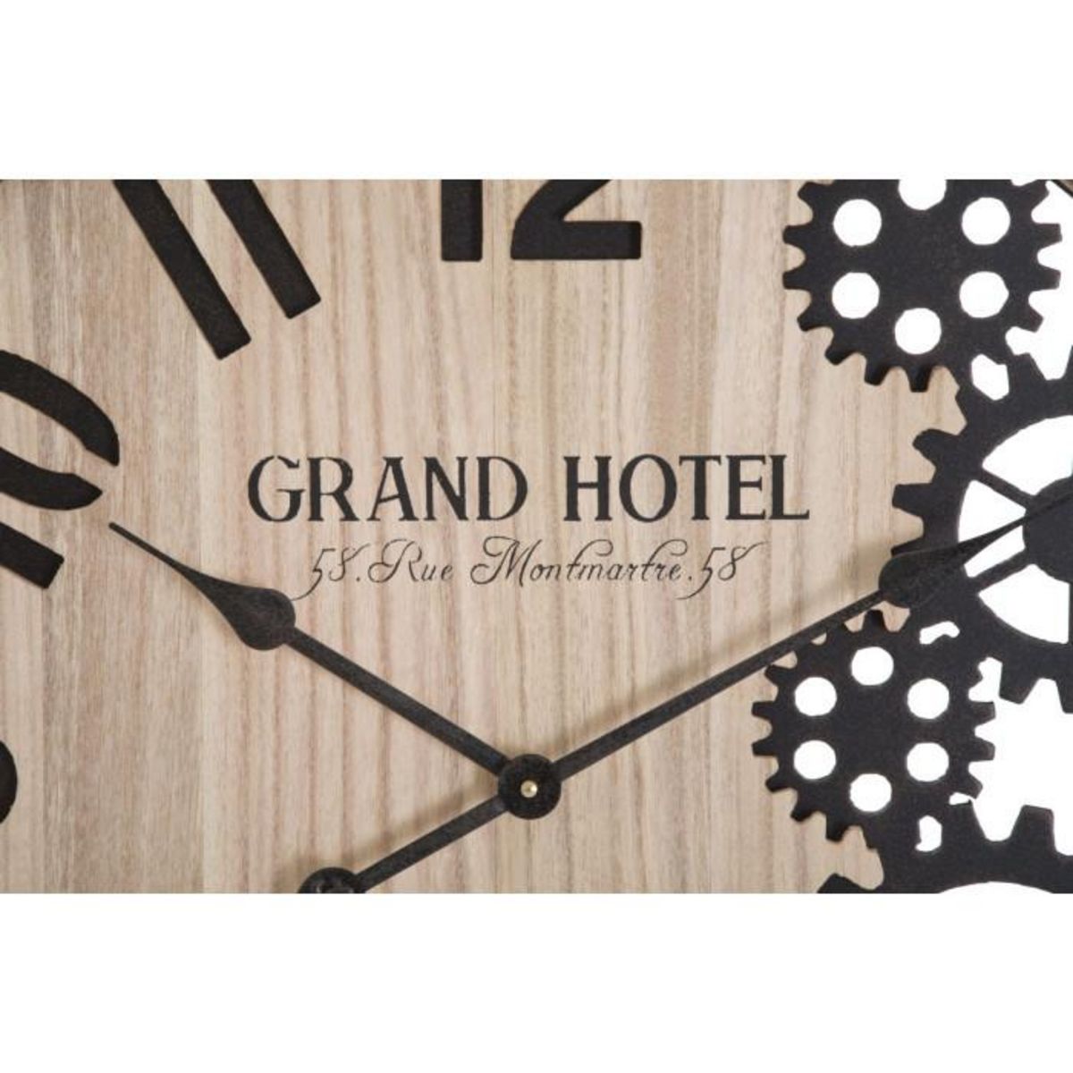 Paris Prix Horloge Murale Engrenage  Grand Hotel  60cm Naturel & Noir