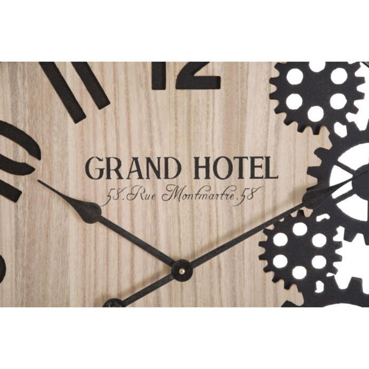 Paris Prix Horloge Murale Engrenage  Grand Hotel  60cm Naturel & Noir