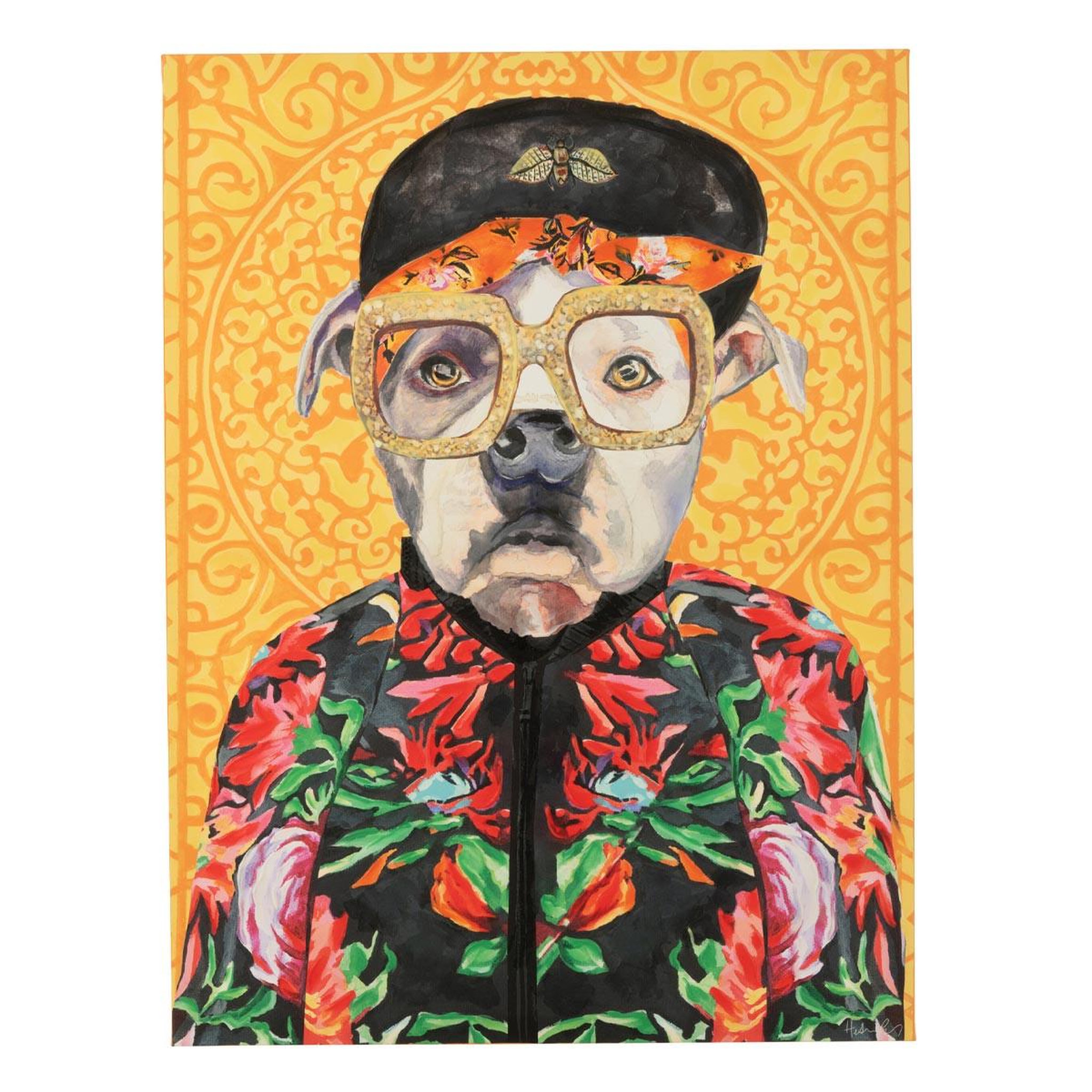 J-LINE Toile déco chien  popart  75x100cm multicolore
