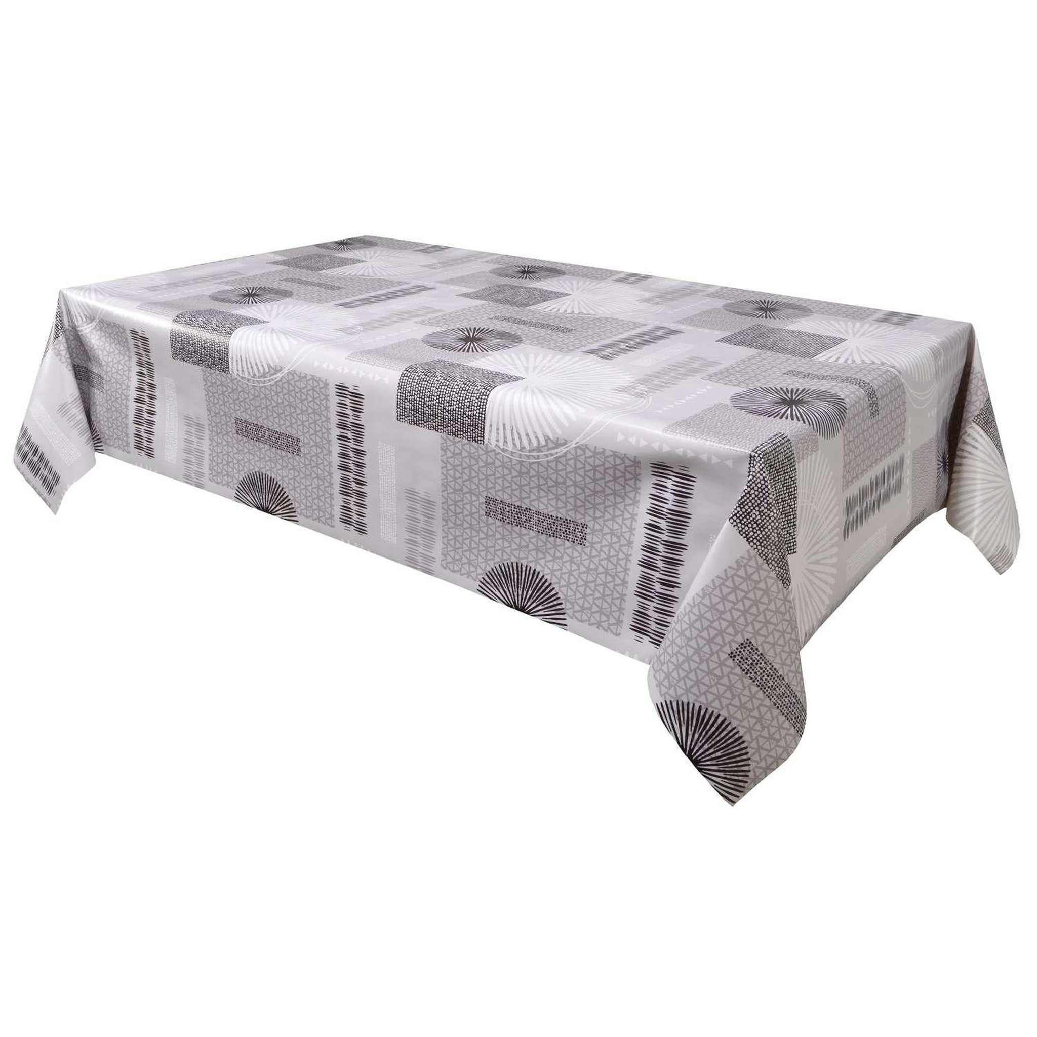 HABITABLE Nappe en toile cirée rectangulaire run - 140 x 200 cm - gris