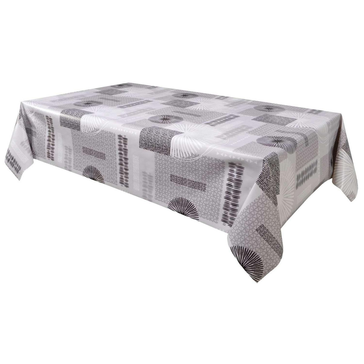 HABITABLE Nappe en toile cirée rectangulaire Run - 140 x 200 cm - Gris