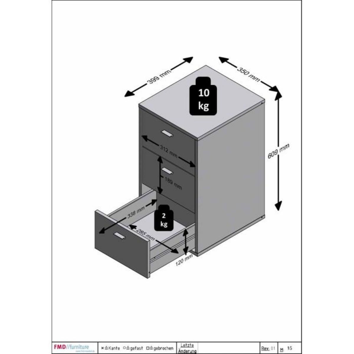 Paris Prix Table d'Appoint 3 Tiroirs Design  Gania  62cm Blanc Laqué