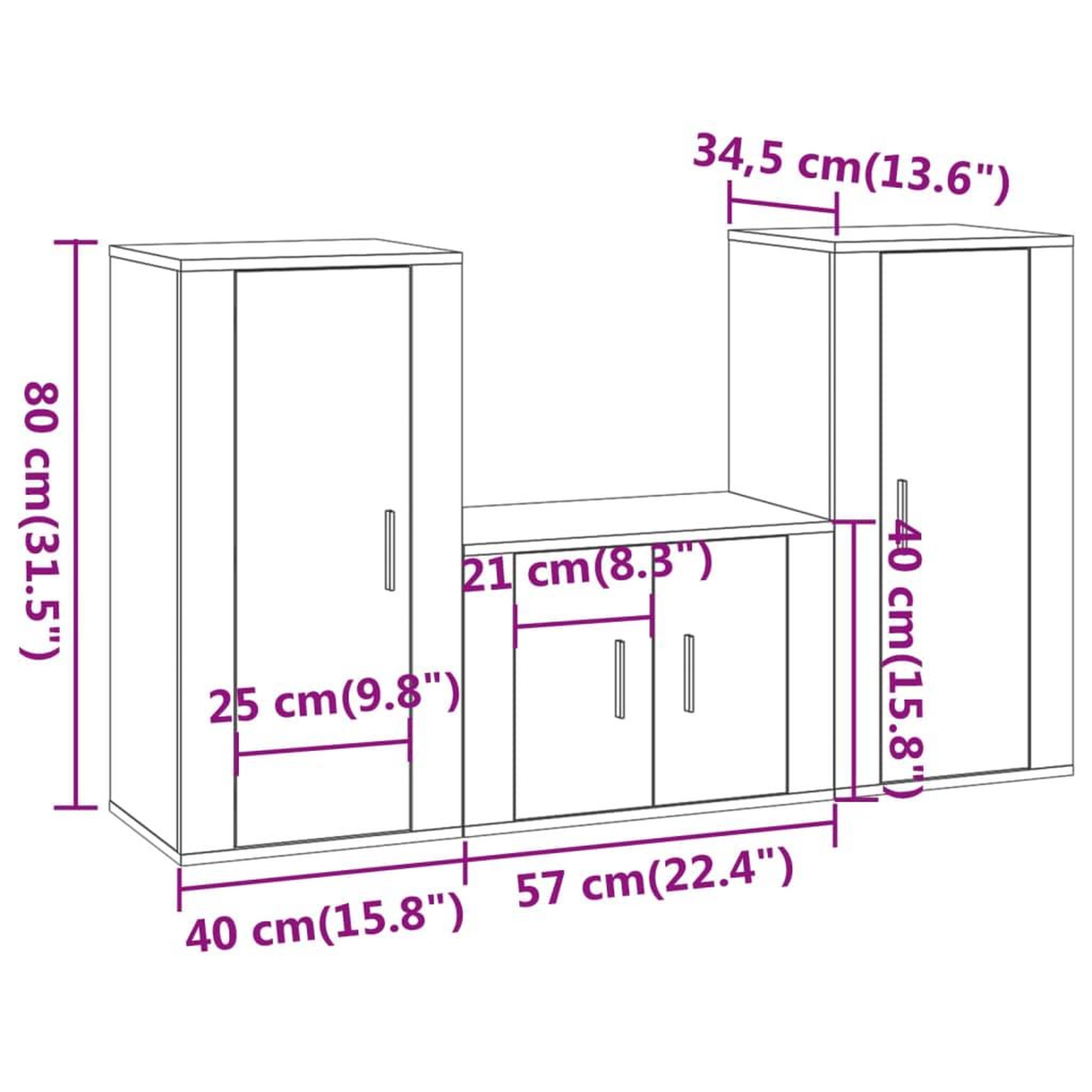 Voir la diapositive 6 : VIDAXL Ensemble de meubles TV 3 pcs Noir Bois d'ingenierie
