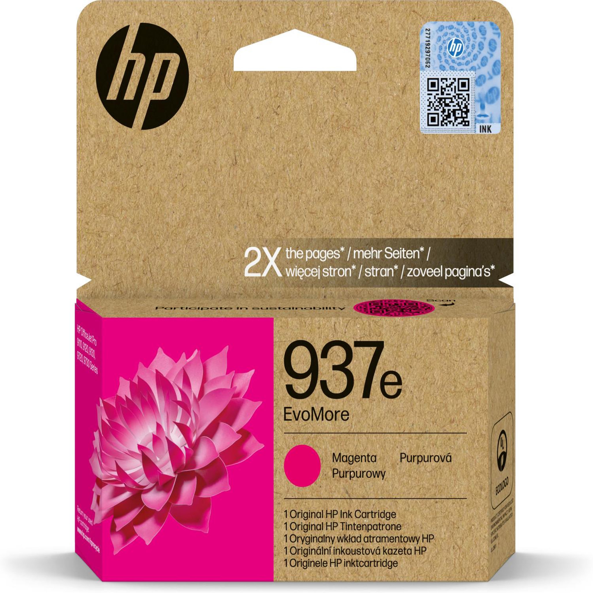 Voir la diapositive 2 : HP Hp 937e cartouche d'encre authentique magenta evomore