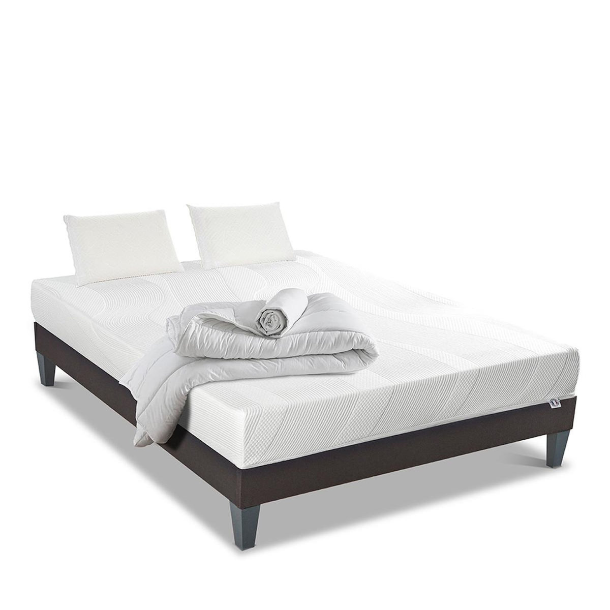 BELLECOUR BELLECOUR LITERIE | Pack Prêt à dormir PARIS | Matelas Mémoire de forme + Sommier + Accessoires
