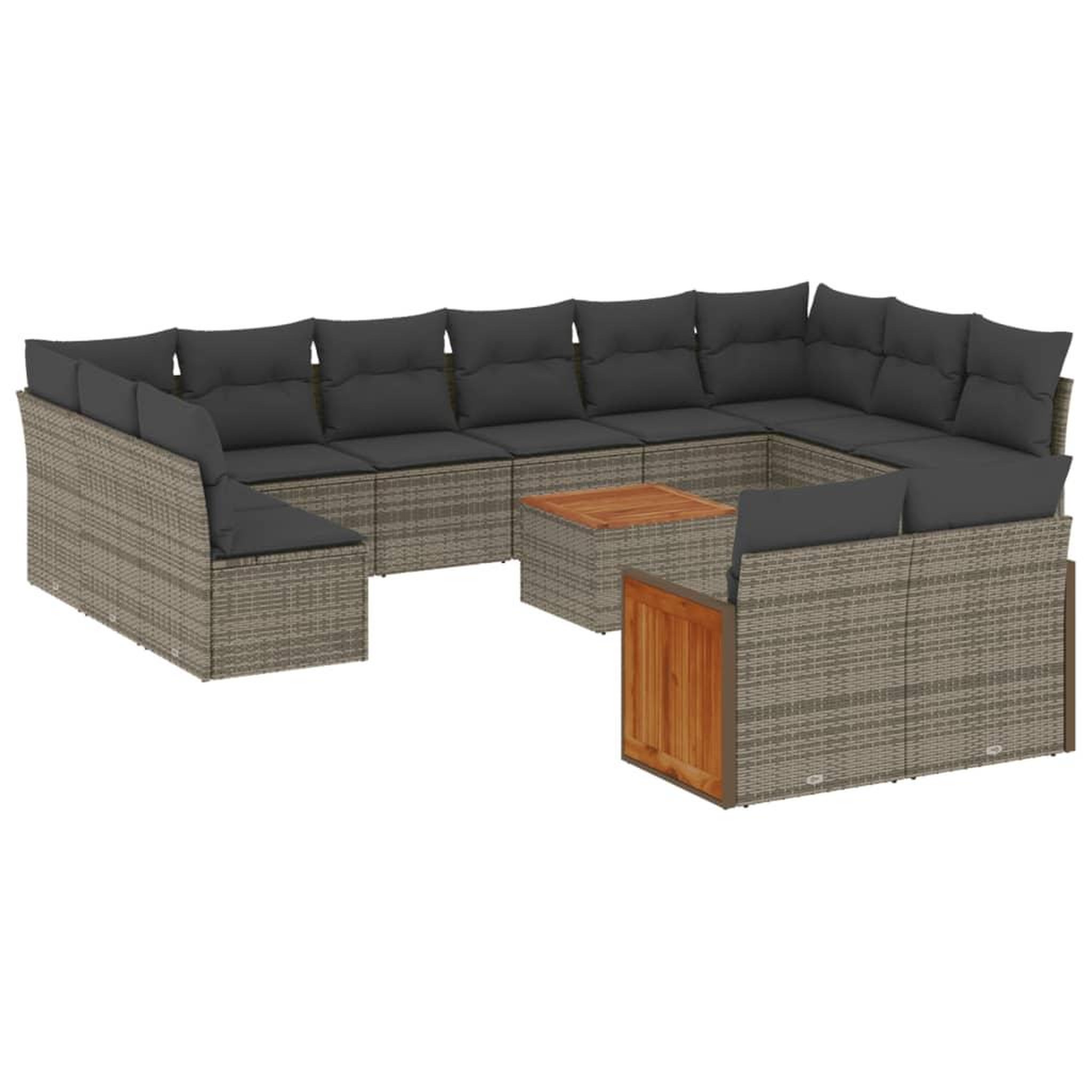 Voir la diapositive 2 : VIDAXL Salon de jardin avec coussins 13 pcs gris resine tressee