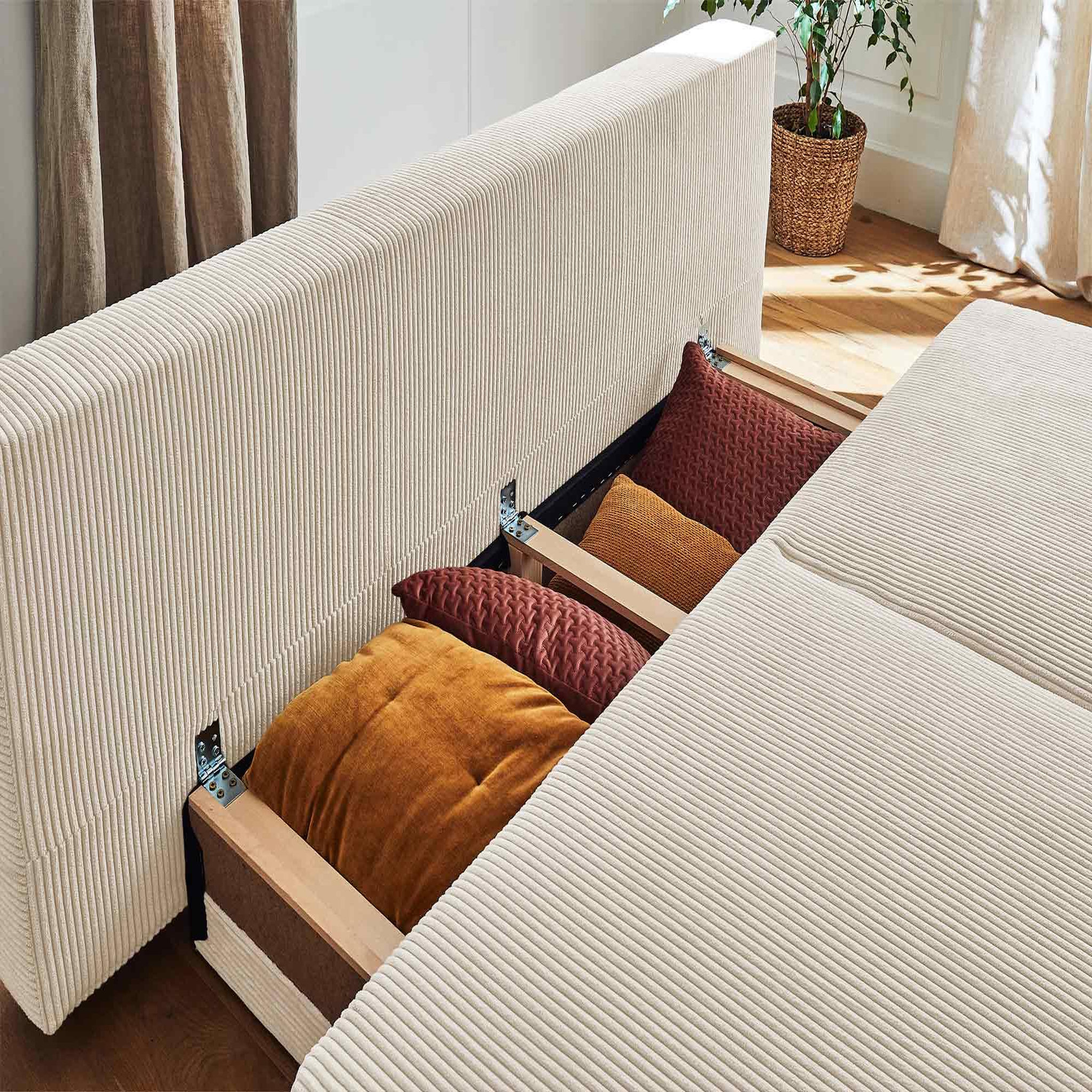 Voir la diapositive 3 : BEST MOBILIER Cristal - canapé 3 places - convertible avec coffre - en velours côtelé