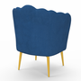 Voir la diapositive 4 : ID MARKET Fauteuil coquillage ADELLA bleu nuit en velours pieds dorés