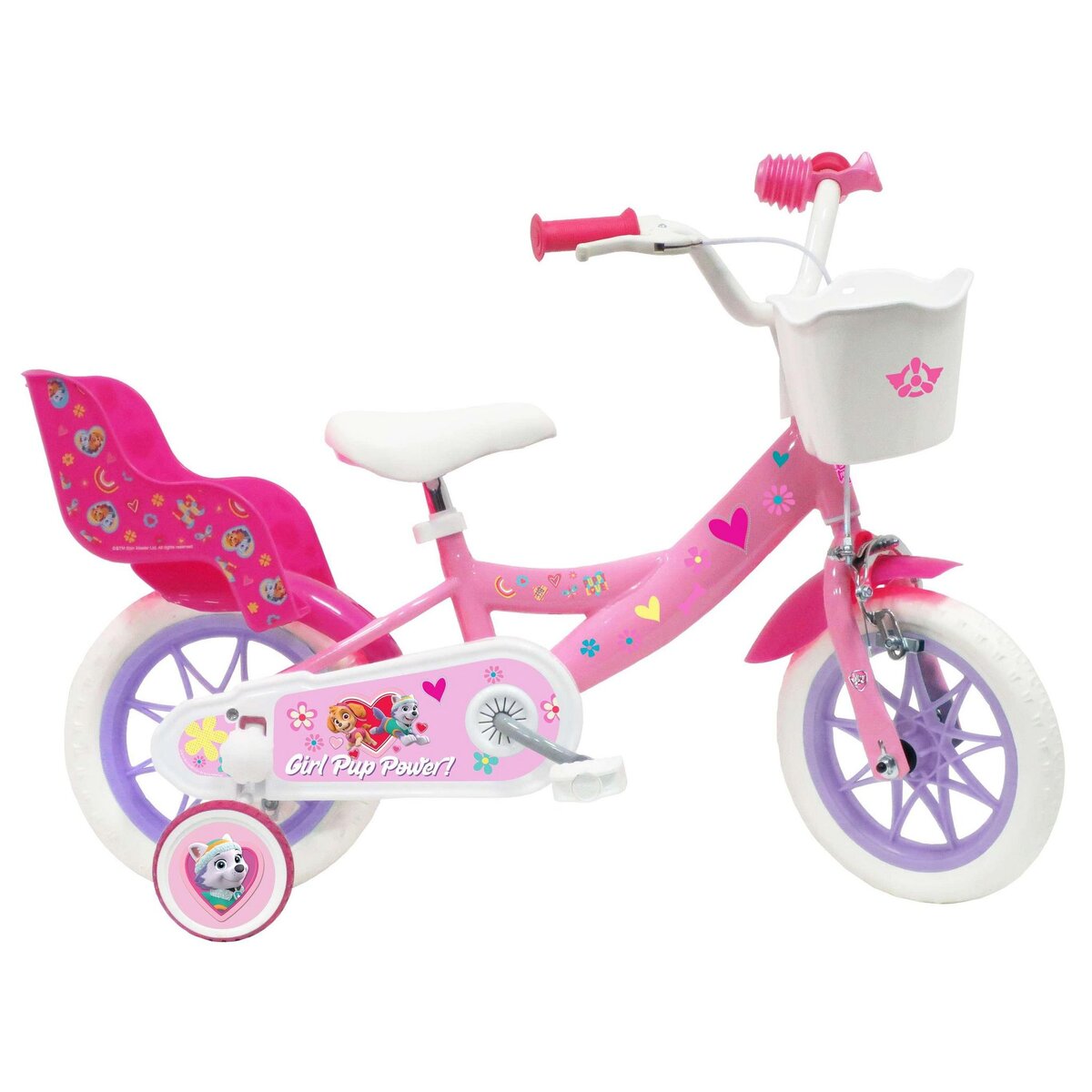Vélo 10 Fille Licence Stella Pat patrouille pour enfant de 2 à 3 ans avec  stabilisateurs à molettes