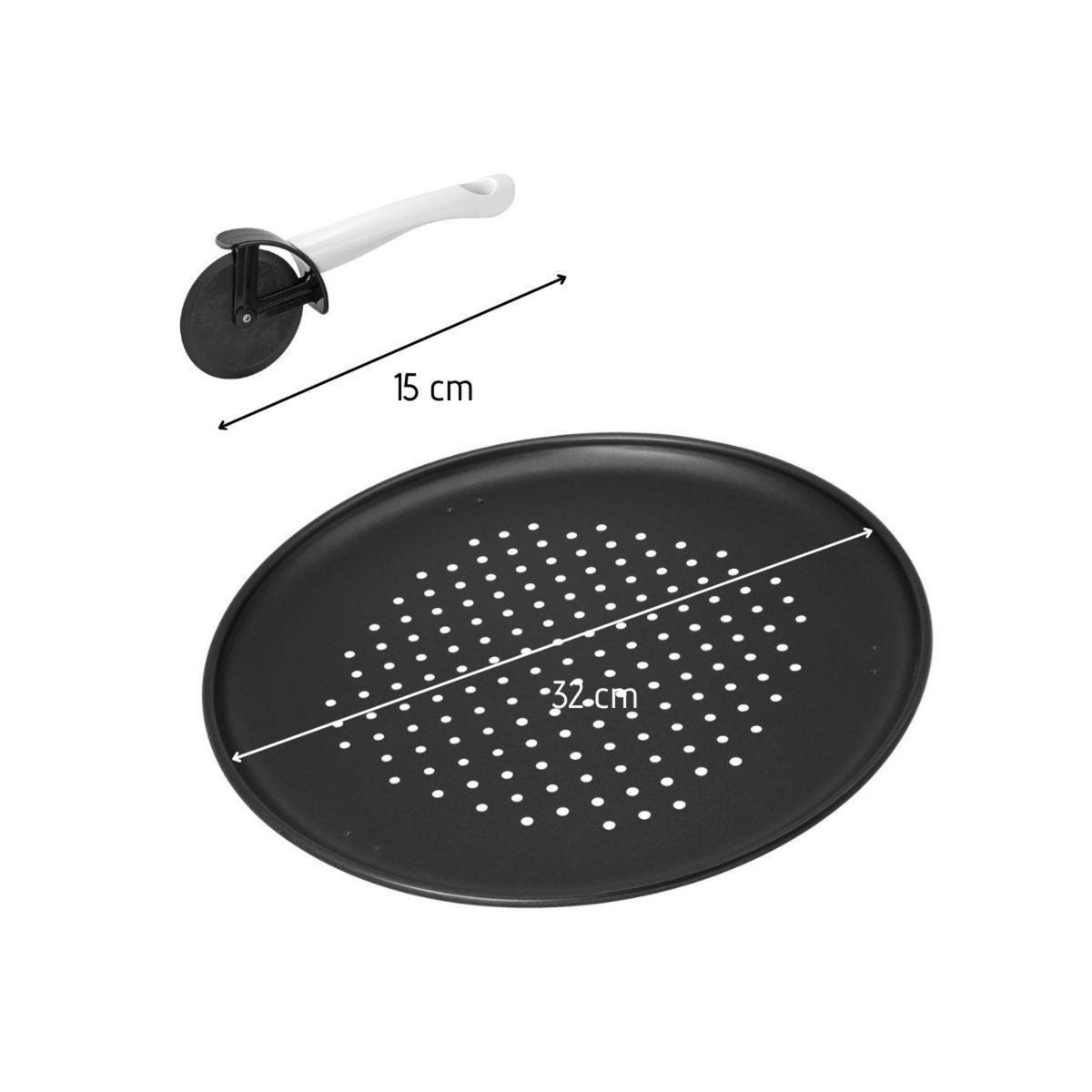 ZENKER Set de 2 plaques à pizza 32 cm et une roulette à pizza Zenker Special Countries