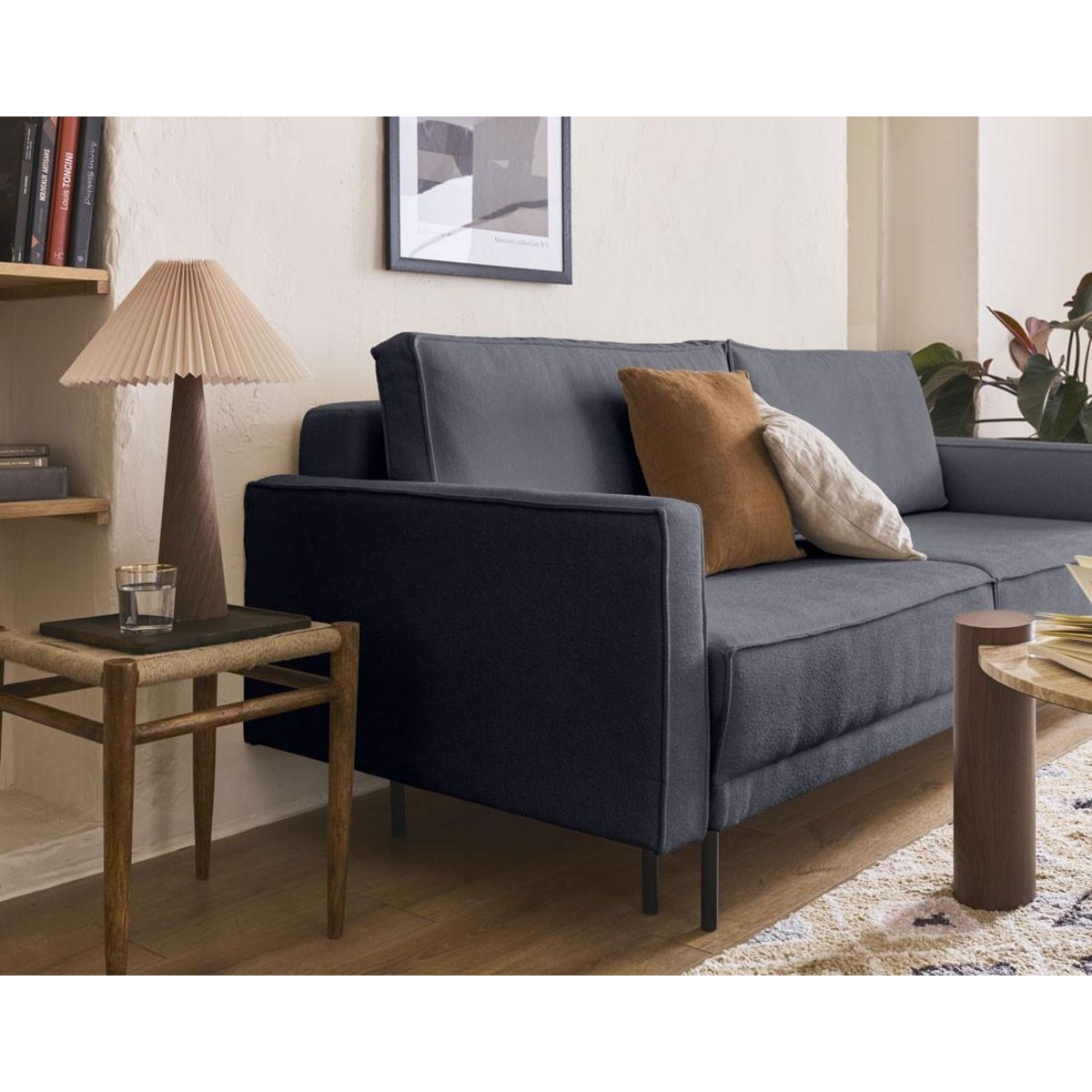 LISA DESIGN Charlie - canapé droit 3 places - convertible avec coffre - en tissu