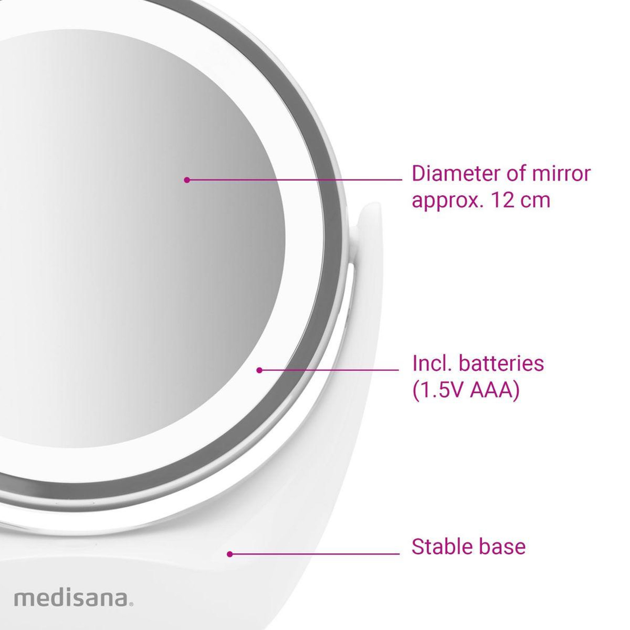 Voir la diapositive 5 : Medisana Miroir lumineux grossissant à piles