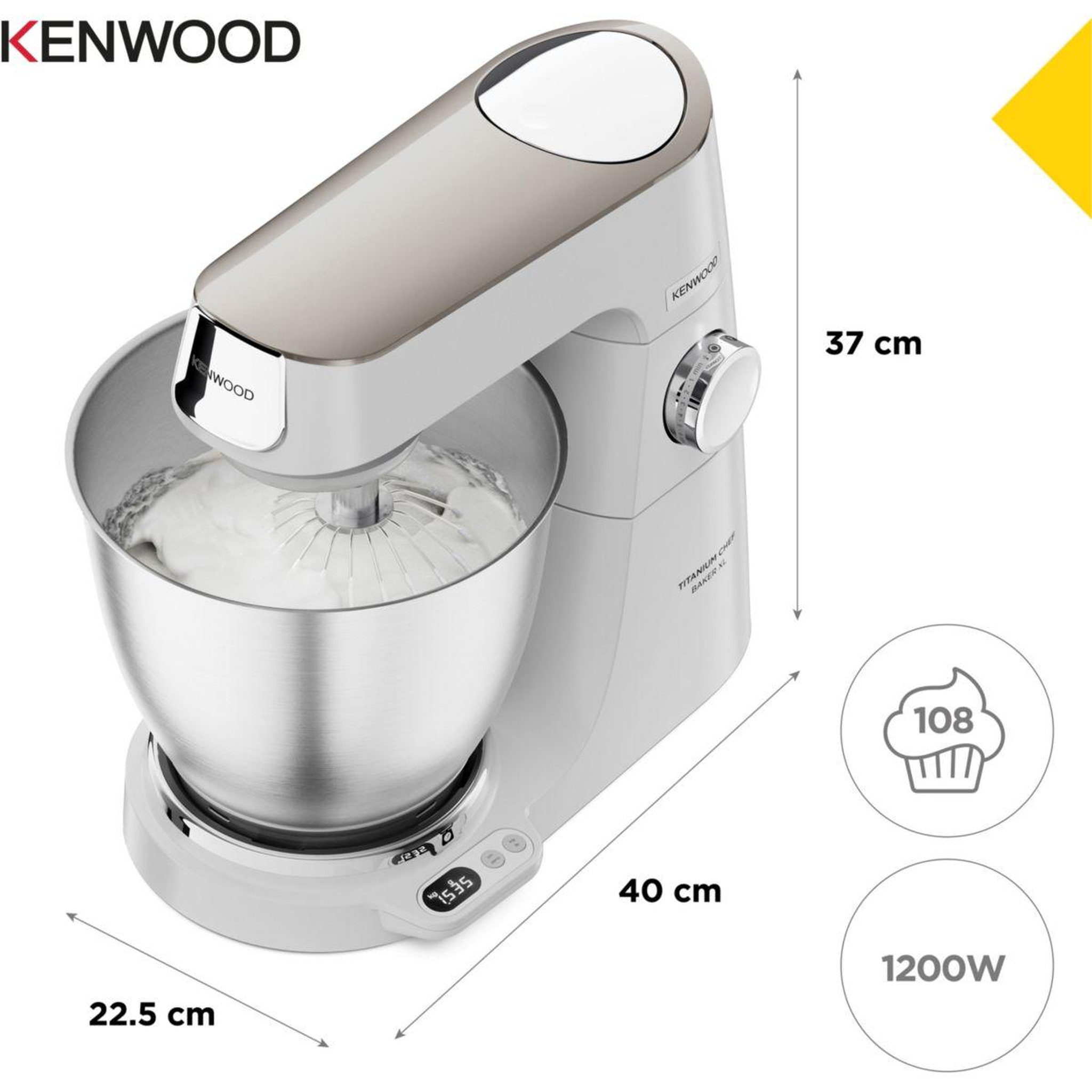 Voir la diapositive 5 : KENWOOD Robot pâtissier kvl65.009wh titanium chef baker xl