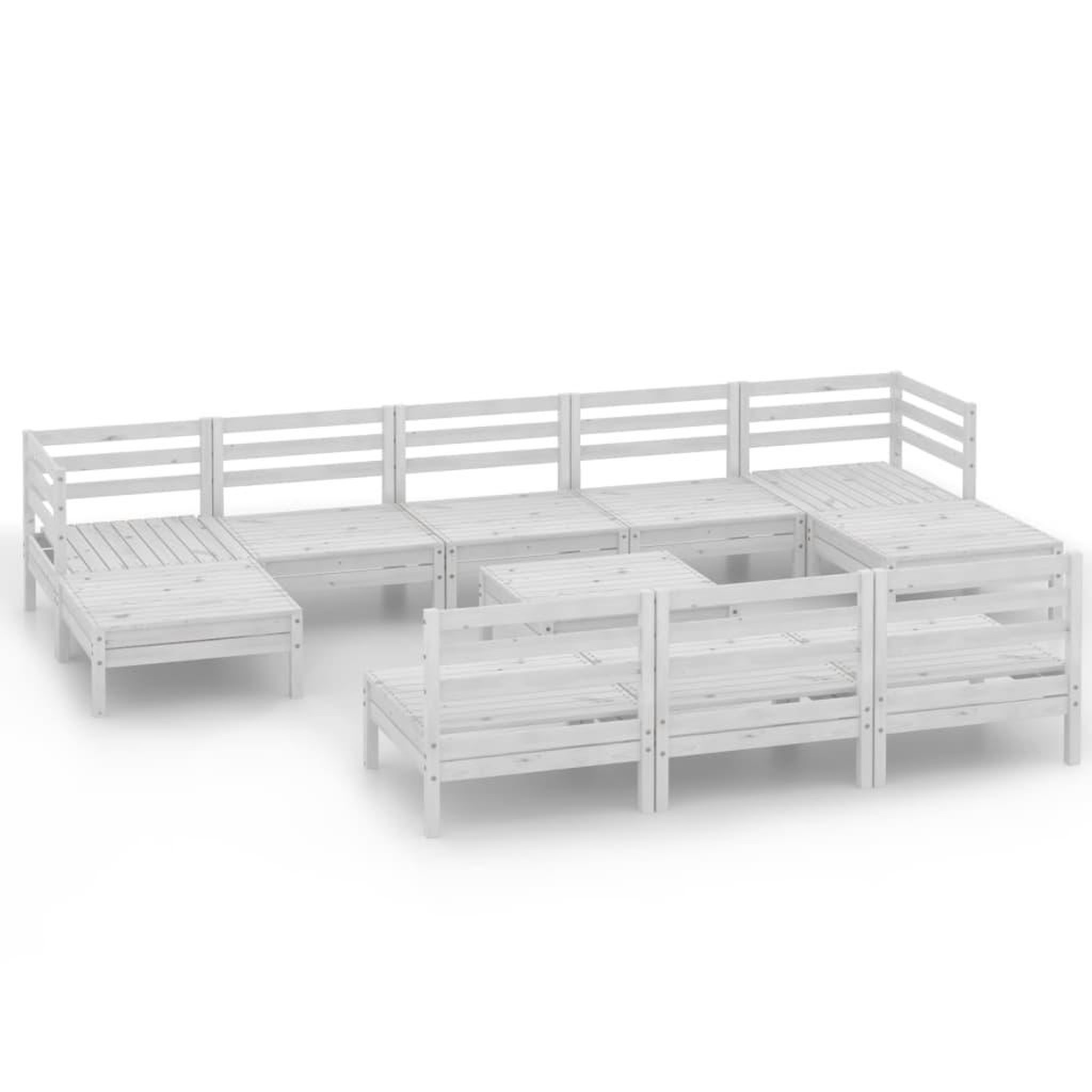 Voir la diapositive 2 : VIDAXL Salon de jardin 11 pcs Blanc Bois de pin massif