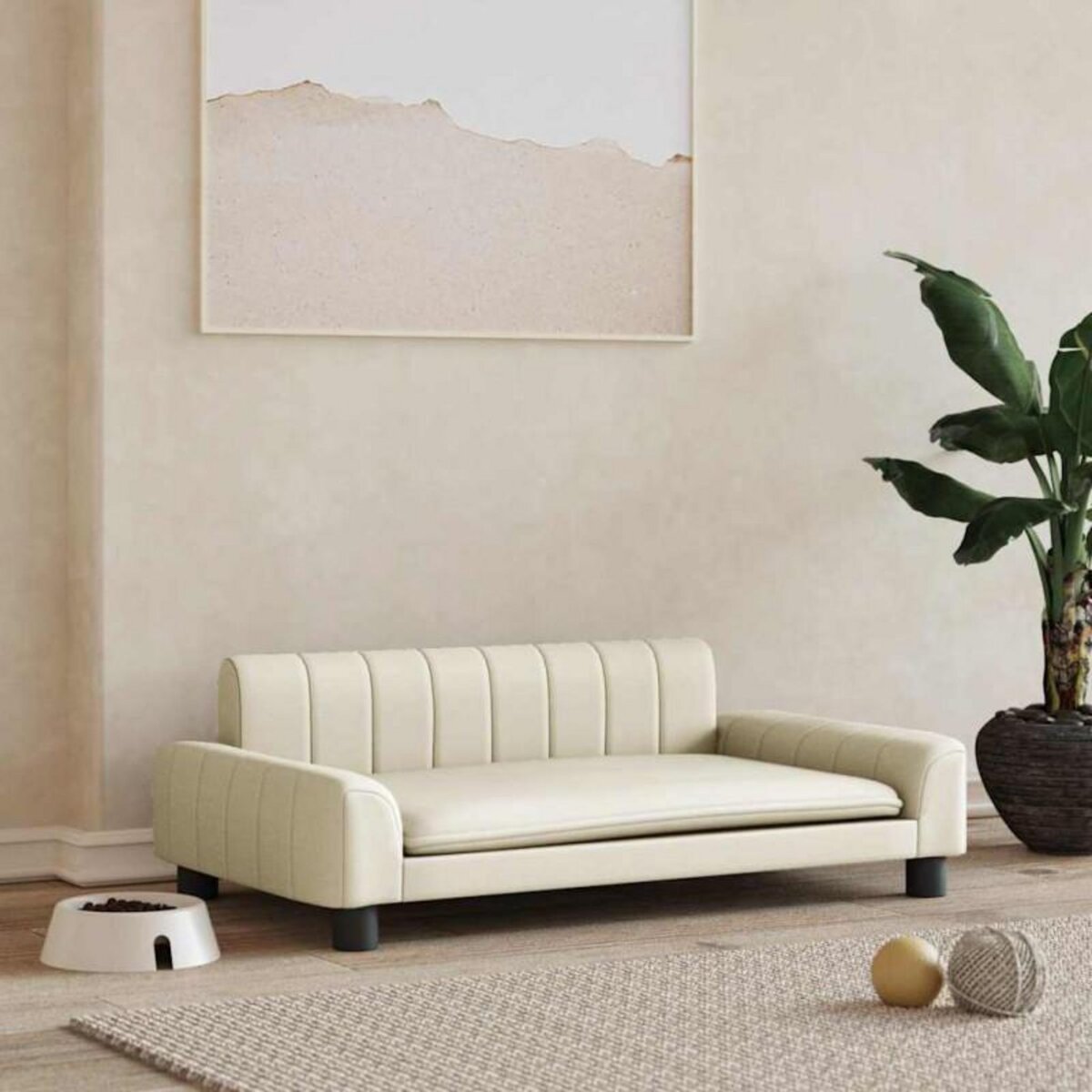 VIDAXL Lit pour chien crème 90x53x30 cm similicuir