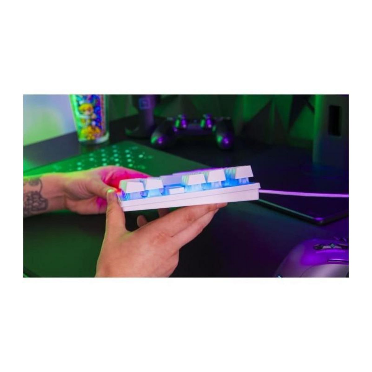 THE G-LAB Clavier gamer KEYZ CAESIUMT FR BLANC