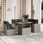 VIDAXL Salon de jardin 6 pcs avec coussins gris resine tressee