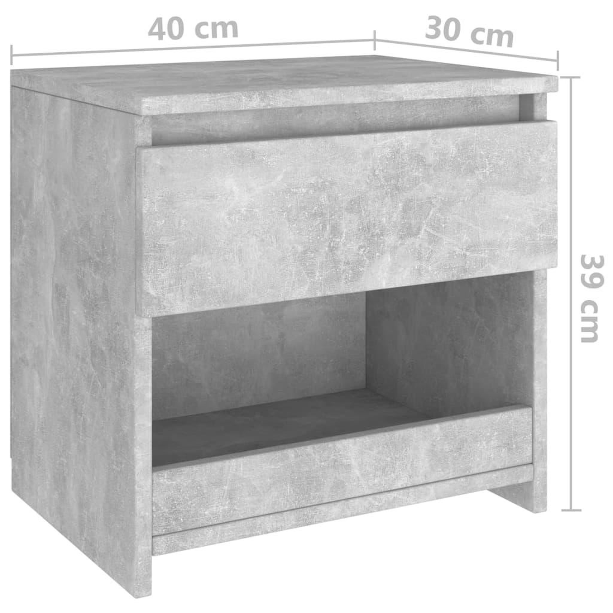 Voir la diapositive 6 : VIDAXL Tables de chevet 2 pcs Gris beton 40x30x39 cm Agglomere