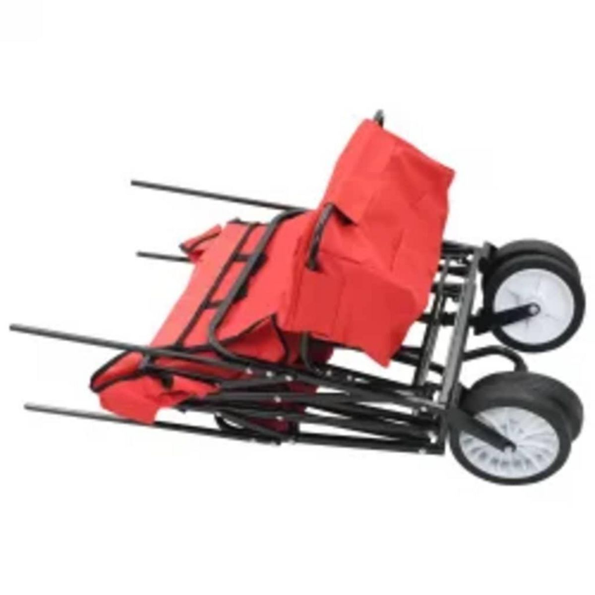 VIDAXL Chariot a main pliable avec toit Acier Rouge