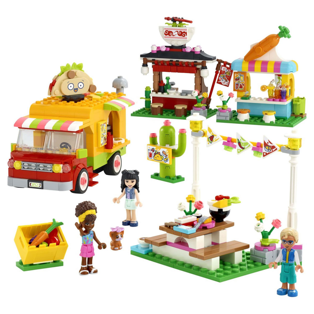 LEGO Friends 41701 Le Marché de Street Food, Jouet Camion Bar à Jus pour Enfants +6 ans