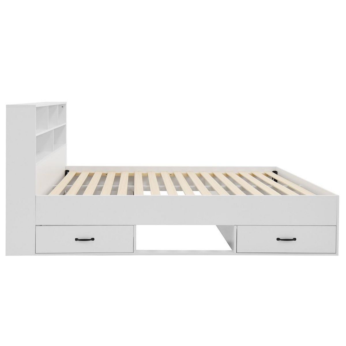 BEST MOBILIER Andrea - lit avec rangements - 180x200 cm - sommier inclus - bois