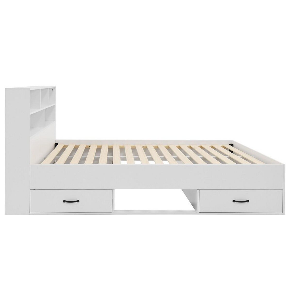BEST MOBILIER Andrea - lit avec rangements - 180x200 cm - sommier inclus - bois