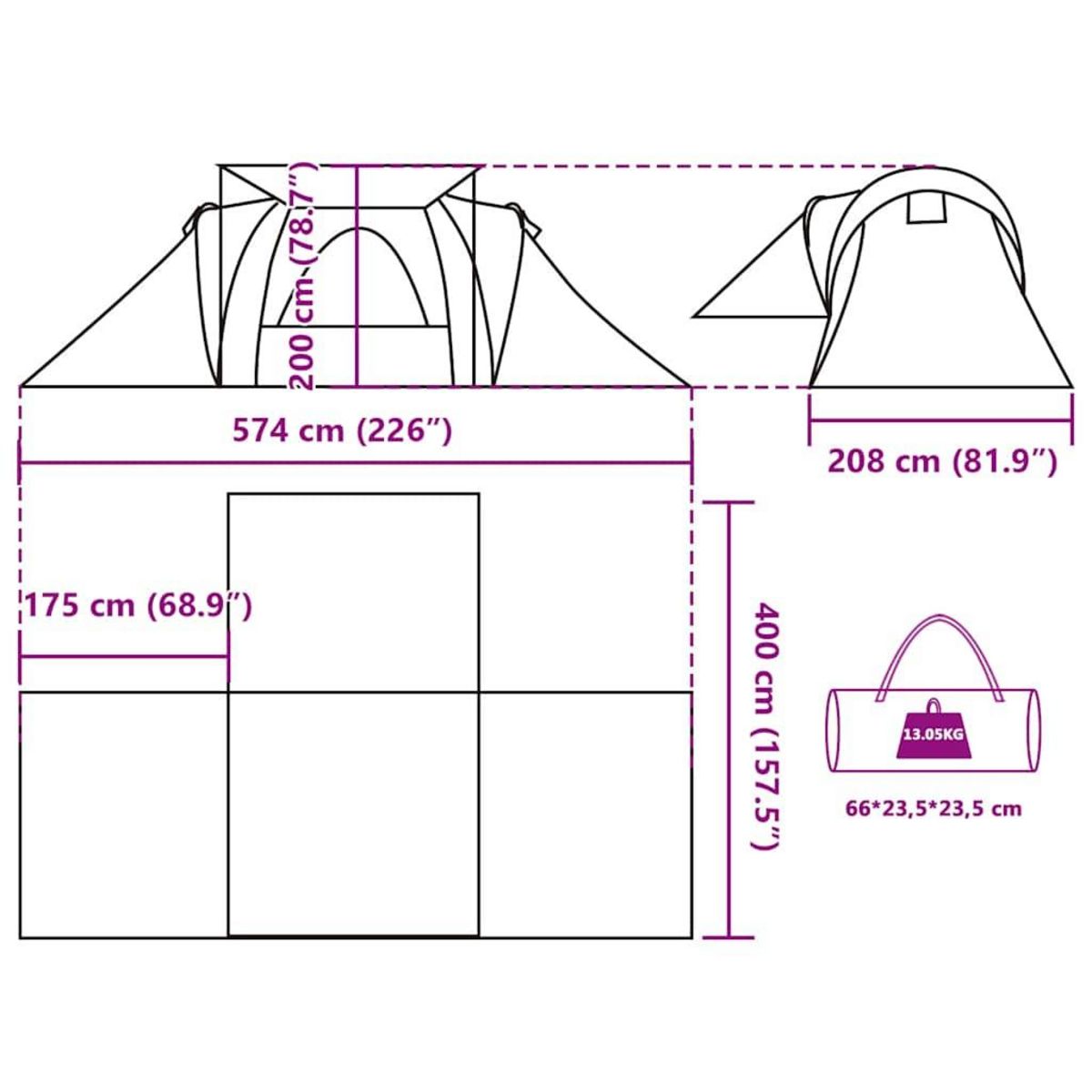 VIDAXL Tente familiale a dome 6 personnes vert impermeable