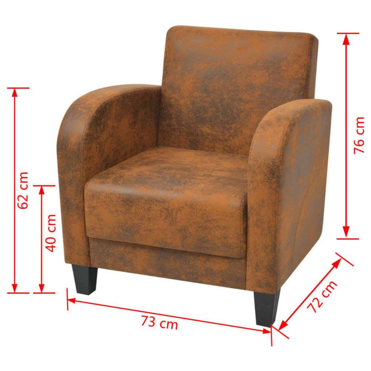 VIDAXL Fauteuil Marron Similicuir daim