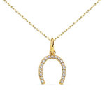 L'ATELIER D'AZUR Collier - Pendentif Or 18 Carats 750/000 Jaune  - Fer à Cheval - Chaine Dorée