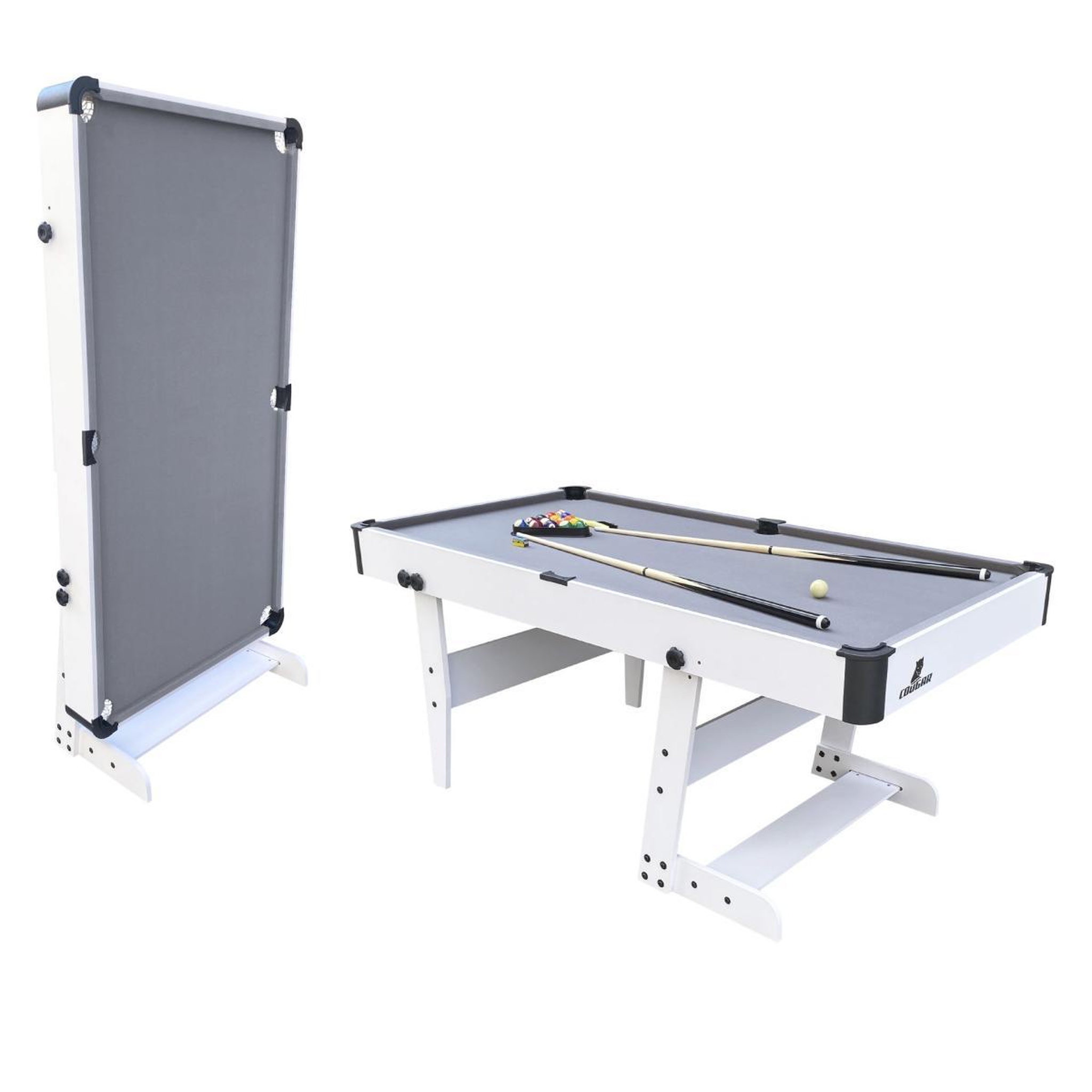 Voir la diapositive 4 : Cougar Table de billard pliable Hustle L blanche