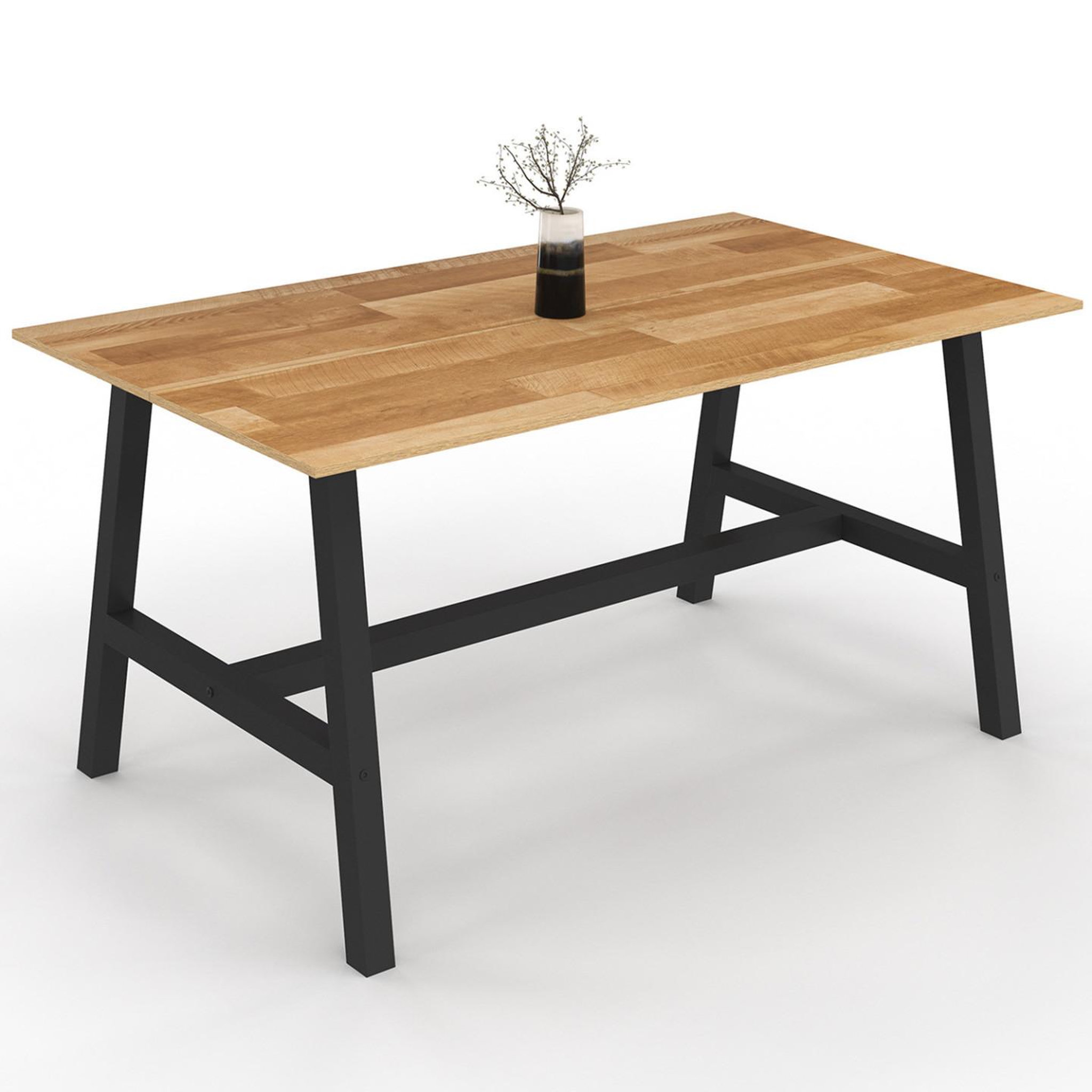 ID MARKET Table à manger rectangle madeleine 6 personnes bois et métal 160 cm