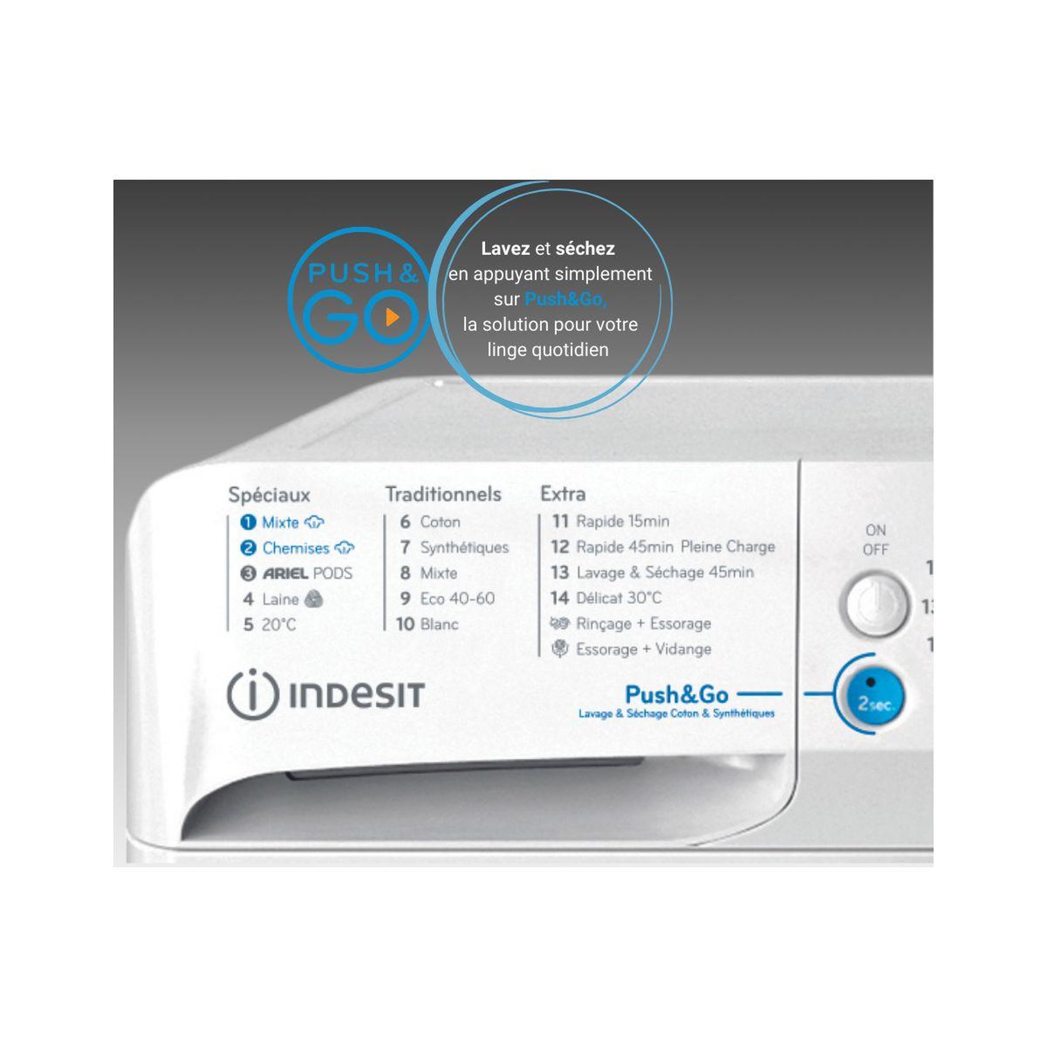 Voir la diapositive 2 : Indesit Lave linge séchant hublot BDE96435WKVFR