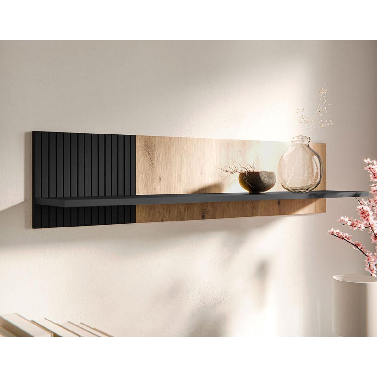 BEST MOBILIER Cambridge - étagère - effet bois et noir - 110 cm