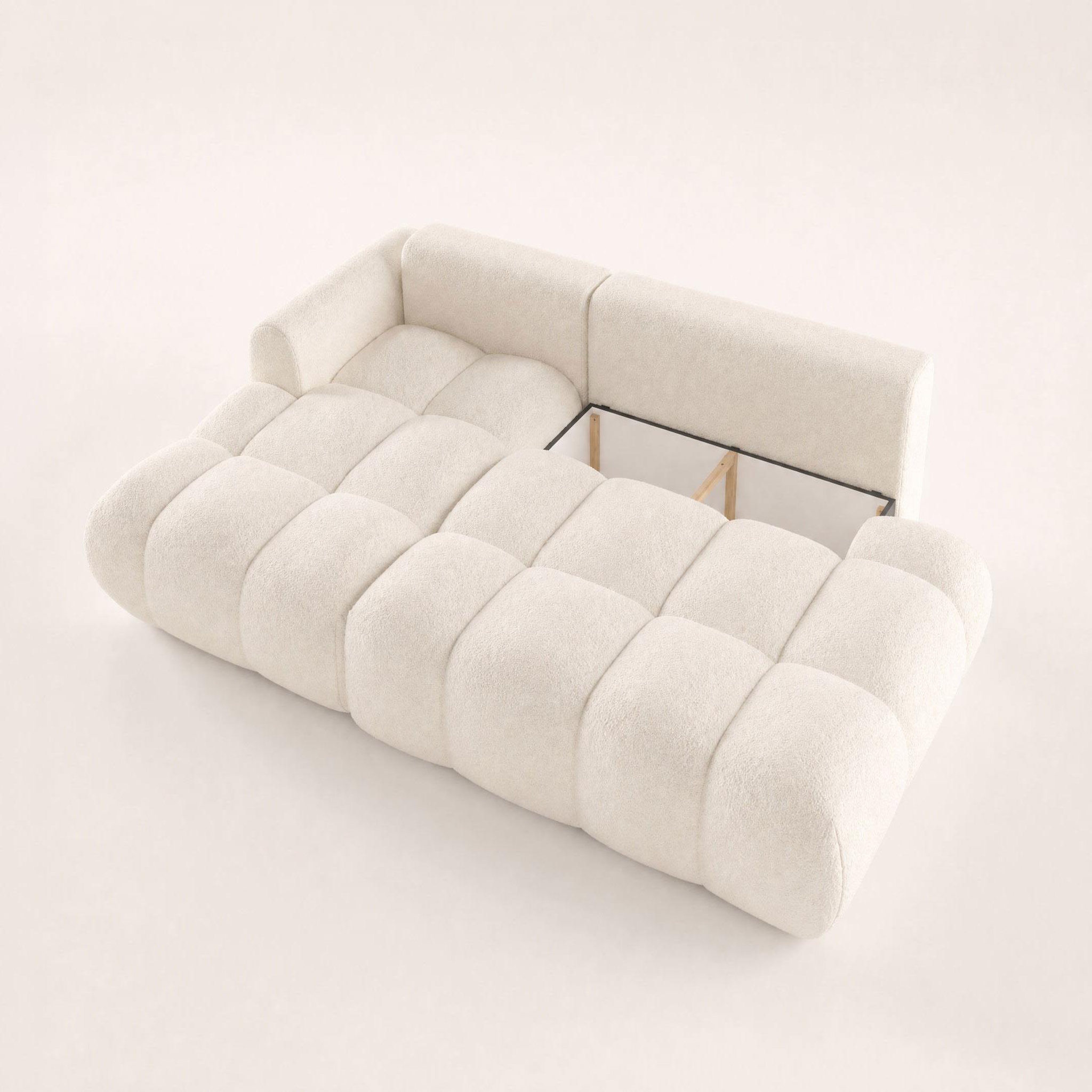 Voir la diapositive 5 : BEST MOBILIER Yulin - canapé d'angle ouvert gauche 4 places convertible avec coffre en tissu bouclette