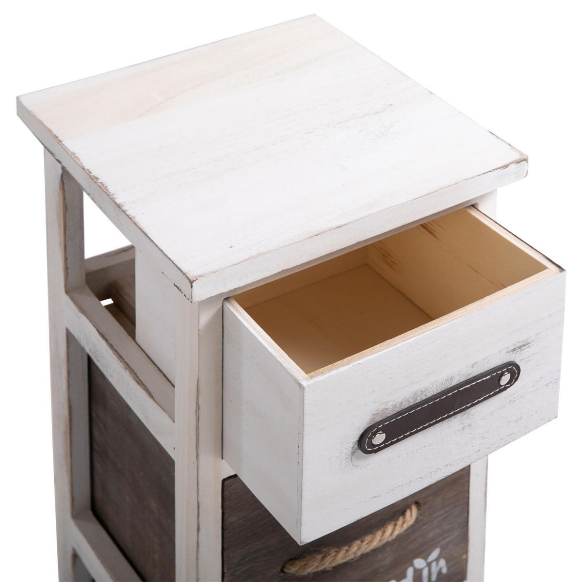 IDIMEX Chiffonnier PADUA en bois, 3 tiroirs, blanc et brun