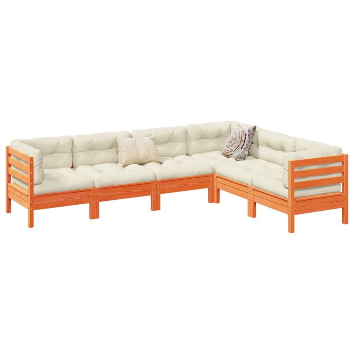 VIDAXL Salon de jardin 6 pcs avec coussins cire marron bois pin massif