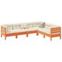 Voir la diapositive 1 : VIDAXL Salon de jardin 6 pcs avec coussins cire marron bois pin massif